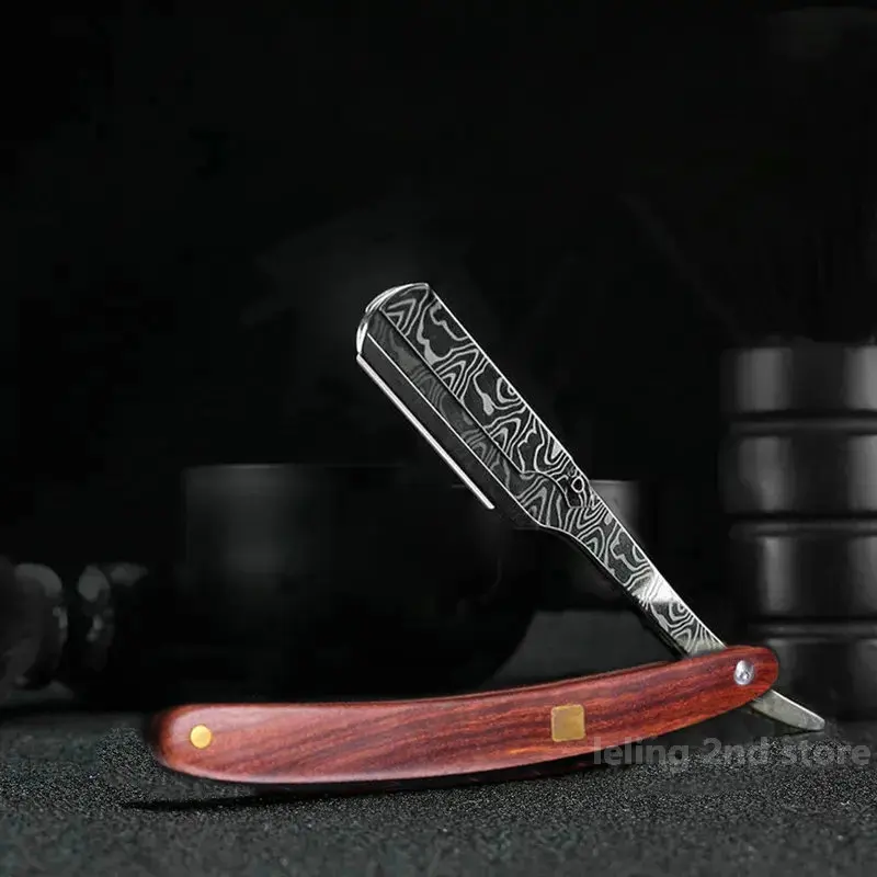 Príručka pre drevené blesky Profesionálny priamy okraj z nehrdzavejúcej ocele Sharp Balber Razor Skladacie holenie nožom Darček