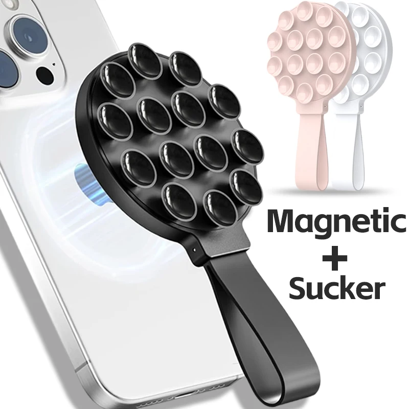 Prísavkový pohár Magnetický telefón Monor farebné zrkadlo sprchovací kút silikónový sact telefónny kufrík držiak stojanu pre iPhone 15 14 MAGSAFE