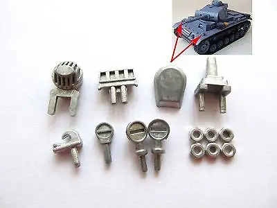 Príslušenstvo Mato 1/16 Nemecký panker III RC Tank Upper Trup Load Cable Living Jack Svietiteľ kovový súprav