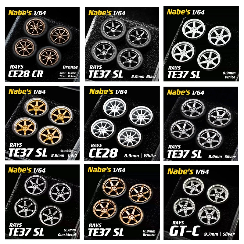 Príslušenstvo pre hračky 1:64 Zliatina simulácia Die-Cast Model Sekundárne modifikované kolesá 9,7/8,9 mm lúče GT-C/CE28/TE37SL Wheels