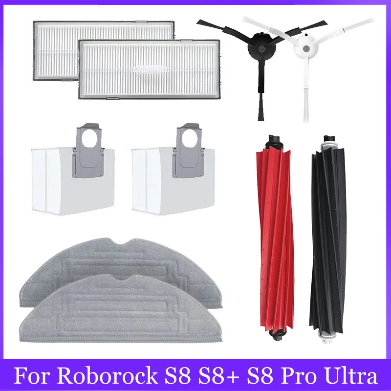 Príslušenstvo pre Roborock S8 / S8+ / S8 Pro S8 Pro Ultra náhradné diely Vákuové čistiace prostriedky na kefu HEPA Filter mop handrička