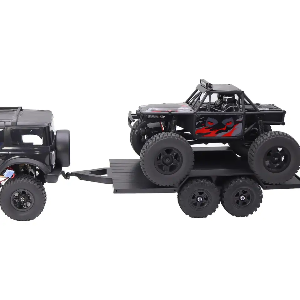 Príves RC, mierka doplnkov vozidla, vylepšená stopovacia montážna príves na prepravu za auto na 1/18 RC Crawler CAR