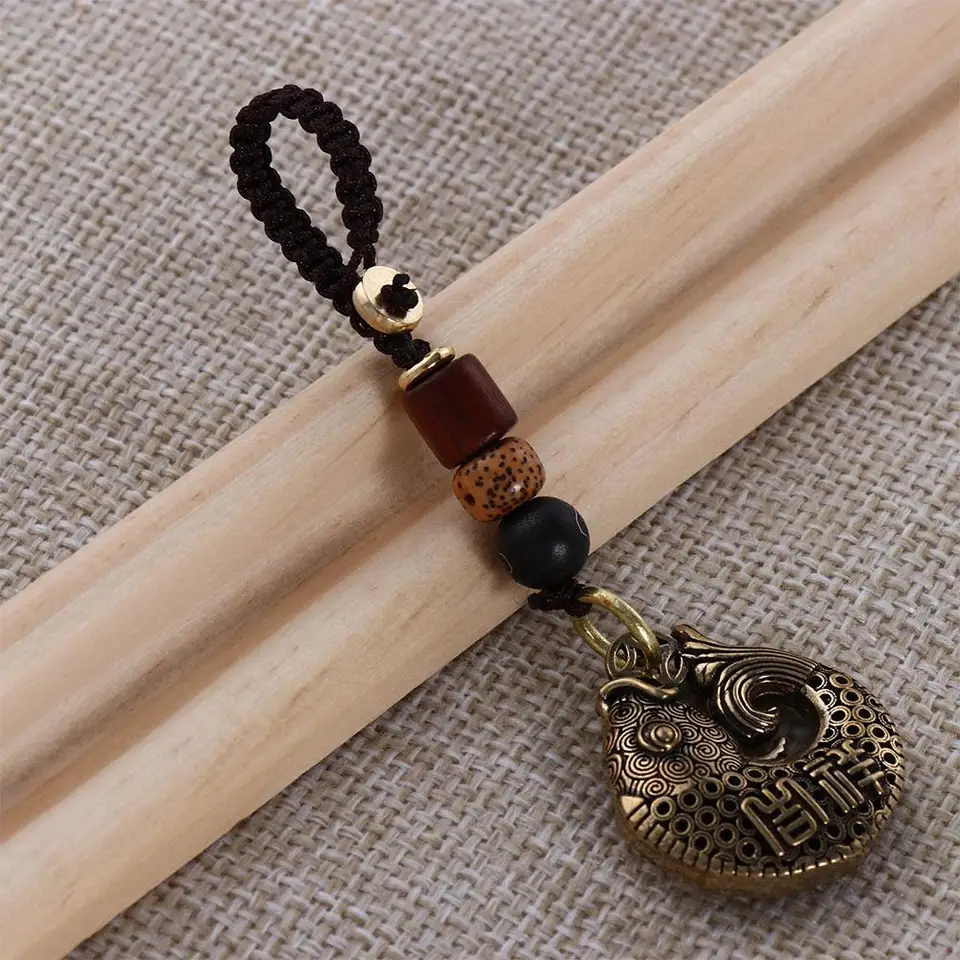 Prívesky Lucky Lope pre bezpečne bohatstvo interiérové ​​doplnky Tibetský budhizmus mosadzný kľúče prstene Keyfob Car Key reťazec šťastné ryby