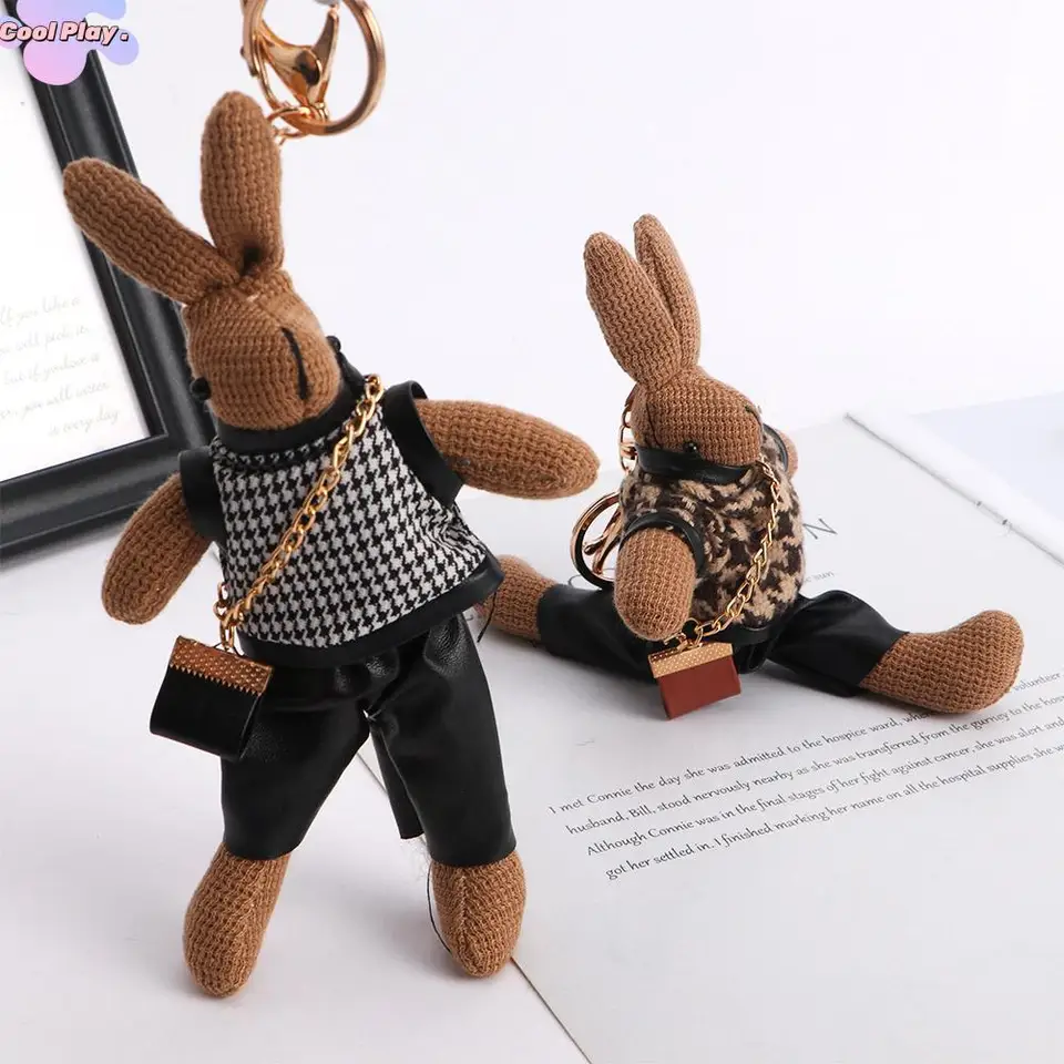 Prívesok kreslička Kľúčový držiteľ chlapci Lady Rabbit Keychains Dievčatá Dievčatá auto Kórejský štýl Key Ring Bag Dekorácie
