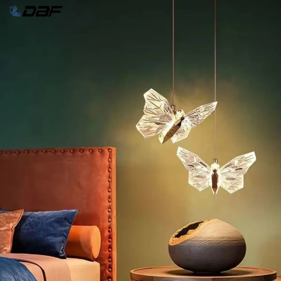 Prívesok Light Crystal Butterfly Lamp Luxusné krištáľové schodisko luster pre hotelovú lobby