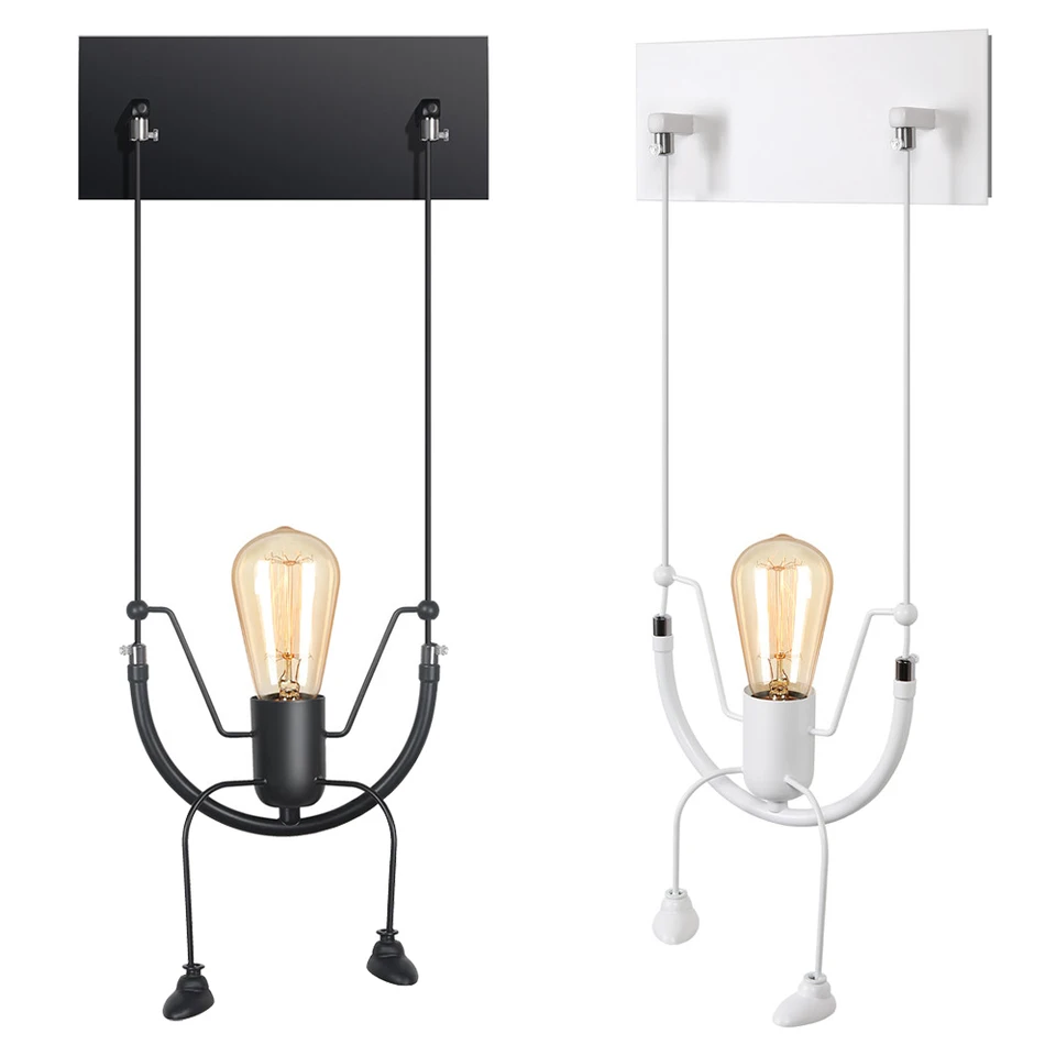 Prívesok Svetlo Nordic Little Man Swing Lamps Iron Retro podkrovie Závesné svietidlo svietidlo pre detskú izbu spálňa Aixle Coffee Bar