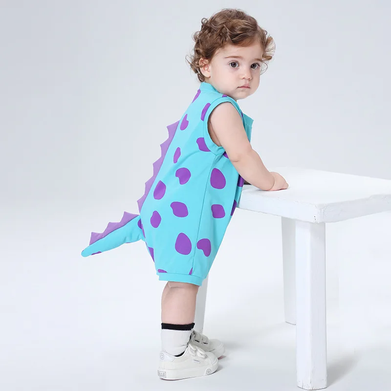 Príšery kawaii letné chlapčeka dievčatko oblečenie Rompers BodySuit Cotton bez rukávov zvierat