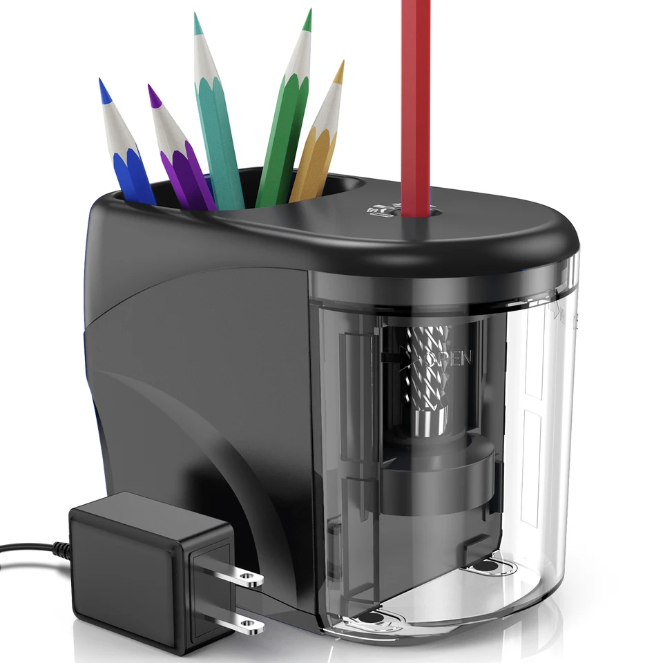 PS04 Elektrický orezávač ceruzky s automatickým štartom a čistením kefy SAFE MOTOR pre školu School Office Artist Studio Studio