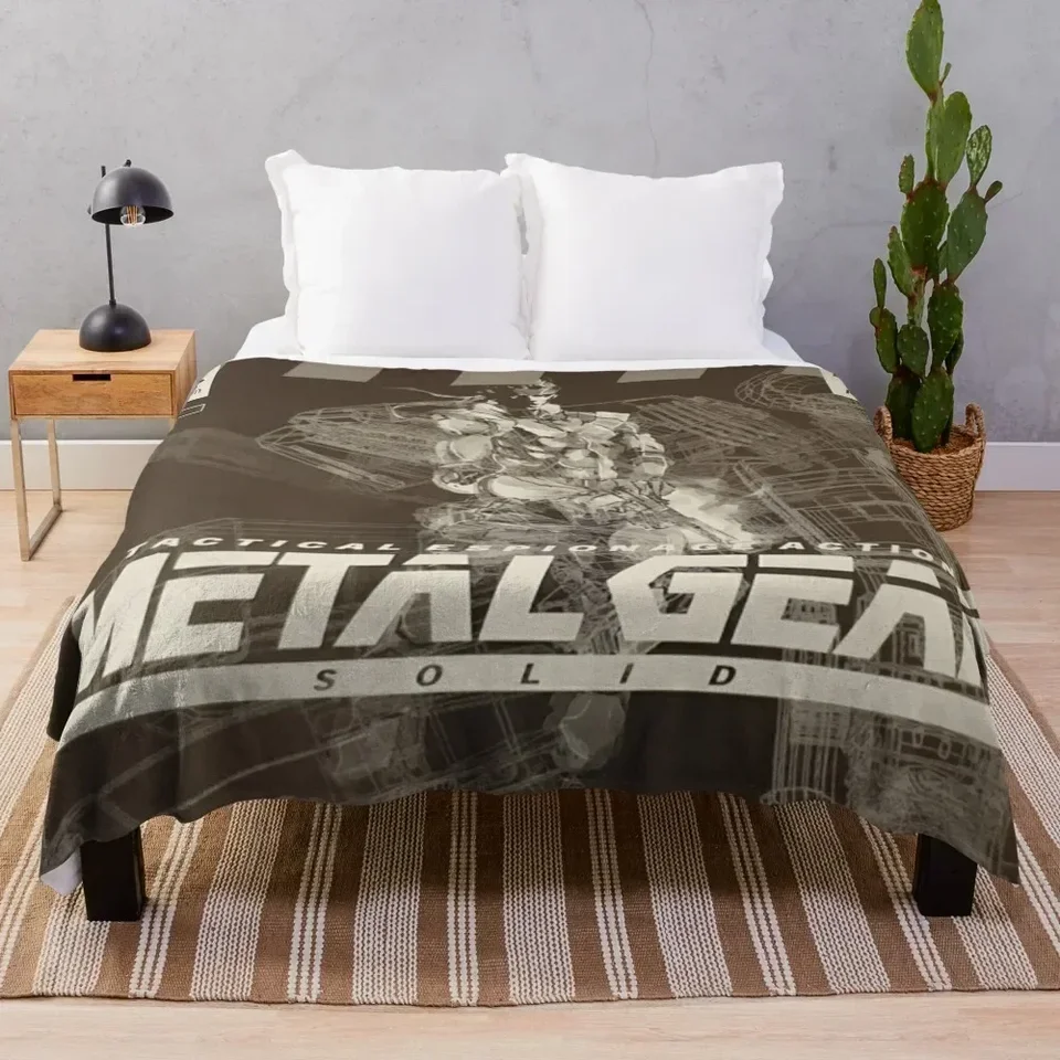 PS1 Metal Gear Solid čierna a biela prikrývka na zimné teplé cestovanie Luxusné prikrývky