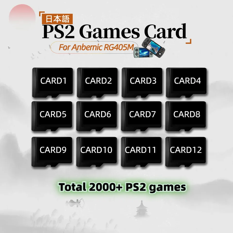 PS2 Games Card Anbernic RG405M Japan Version All Collection TF Box Retro vreckový počítač 512G 2000+ Open Source Memory