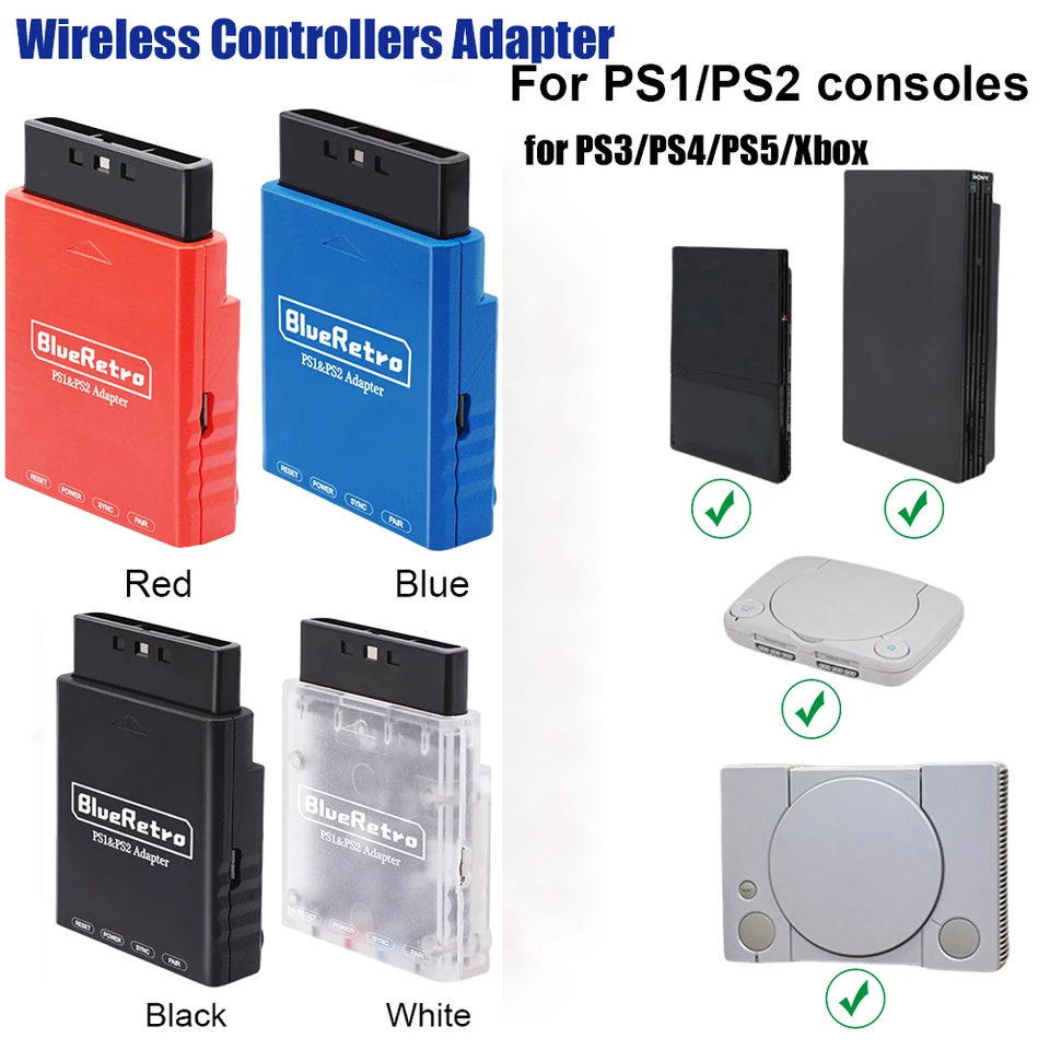 PS2 PS1 BlueRetro Bluetooth Grip Prevodník bezdrôtového rukoväte Adaptéra Rukovina podporuje bezdrôtové úchopy PS3/PS5/8Bitdo/Xbox