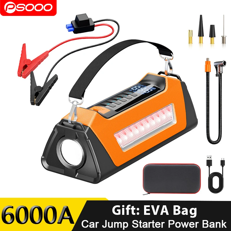 PSOOO 3000A/6000A Jump Starter 100000 mAh Power Bank 4 In 1 Prenosný 12 V Automatické štartovacie zariadenie Núdzové auto Starter batérie