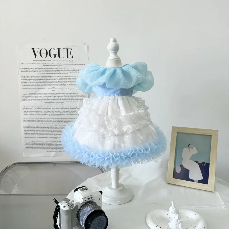 Psy jar a leto Blue Sarong Cute Lady Priedubné šaty Originálny dizajn ručne vyrobené vlastné mačacie šaty pre mačky
