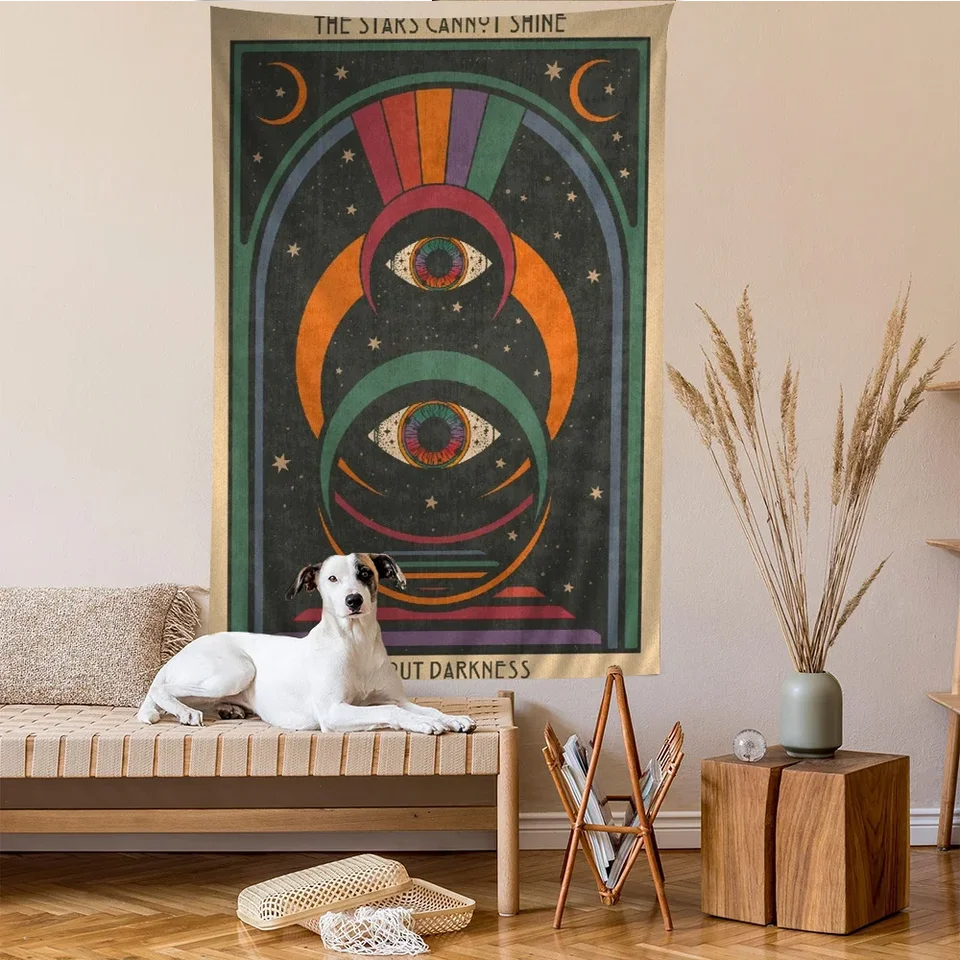 Psychedelic Eye Hub Rock Band retro boho karikatúra tapiséria bohémsky steny tapisérie mandala domáci dekor
