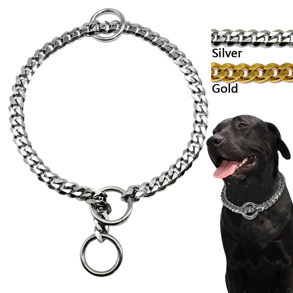 Psí reťaz z nehrdzavejúcej ocele Dogs Slip Collar Kov kov Pet pätier chróm chróm chian pre stredne veľkých psov výcvik pitbull