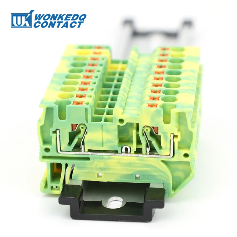 PT4-PE Push-in 4 mm² Zemná dinová koľajnica napájací terminál blokový blok Zemný prúžkovaný drôt elektrický konektor PT 4-PE