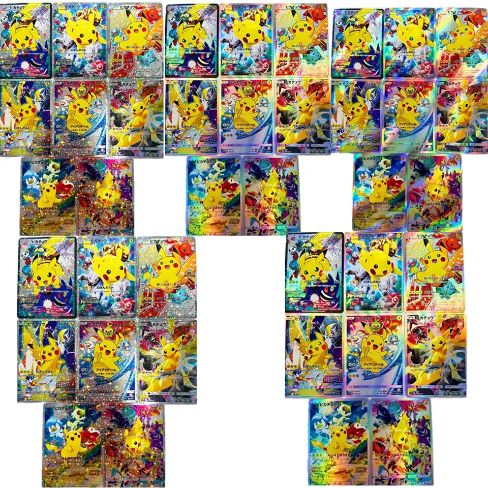 PTCG Pokemon Japanese Pikachu Celebration 8/PCS Domáce farebné trblietavé trblietavé trblietky Glitter Giter Collection Card Toy