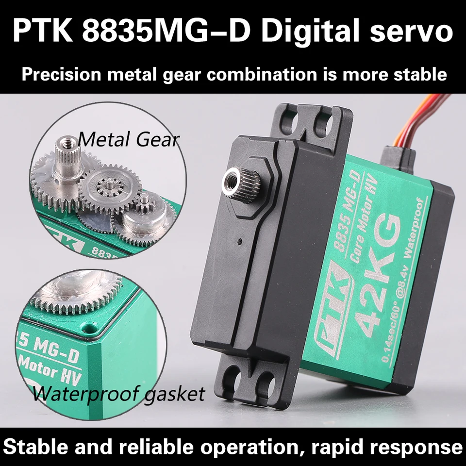 PTK 8835 mg-D vysoký krútiaci moment digitálne servo 42 kg model RC Model automobilu Fixné krídlo servo zubov z nehrdzavejúcej ocele