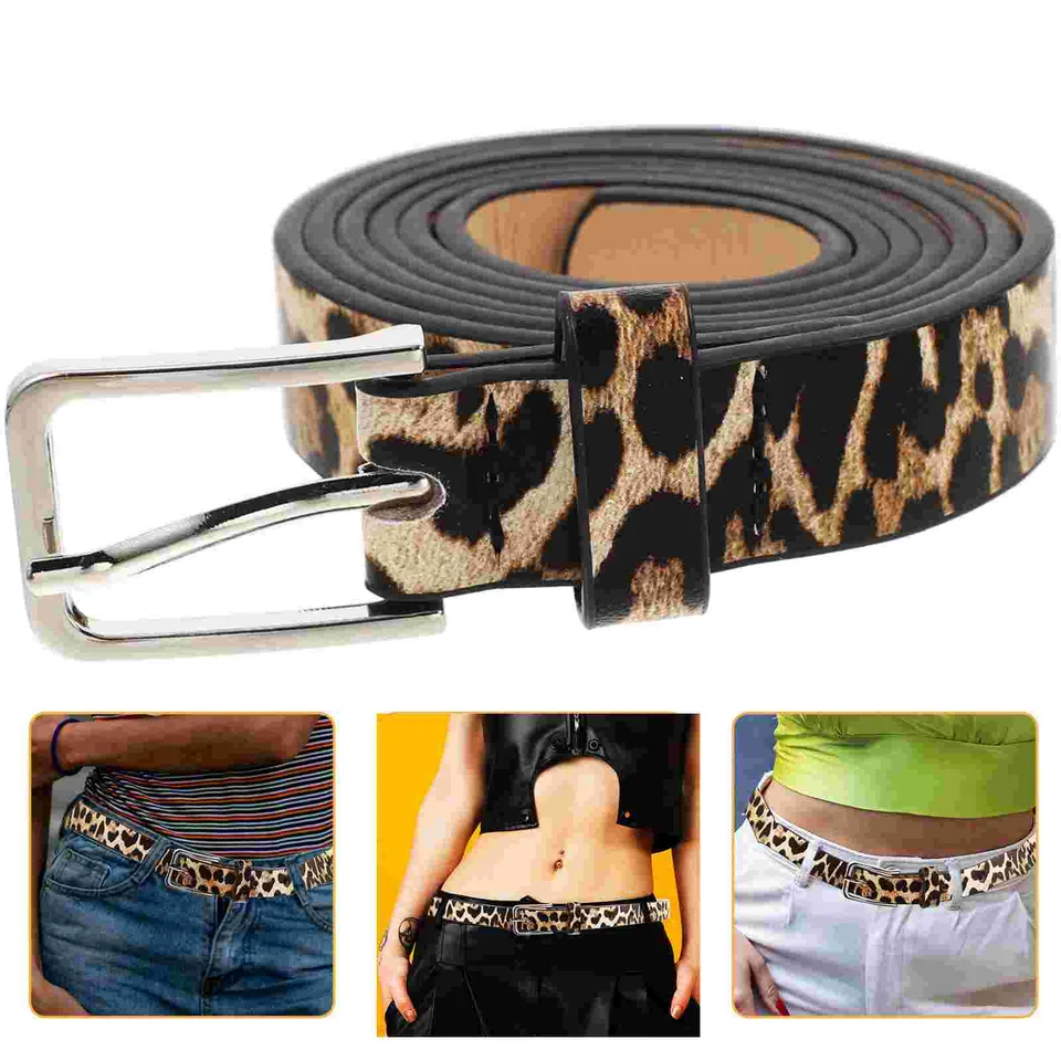 PU Belt Leopard Style Dámsky pásový pás umelý kôň vlasy s zliatinou pracky (svetlo hnedá)