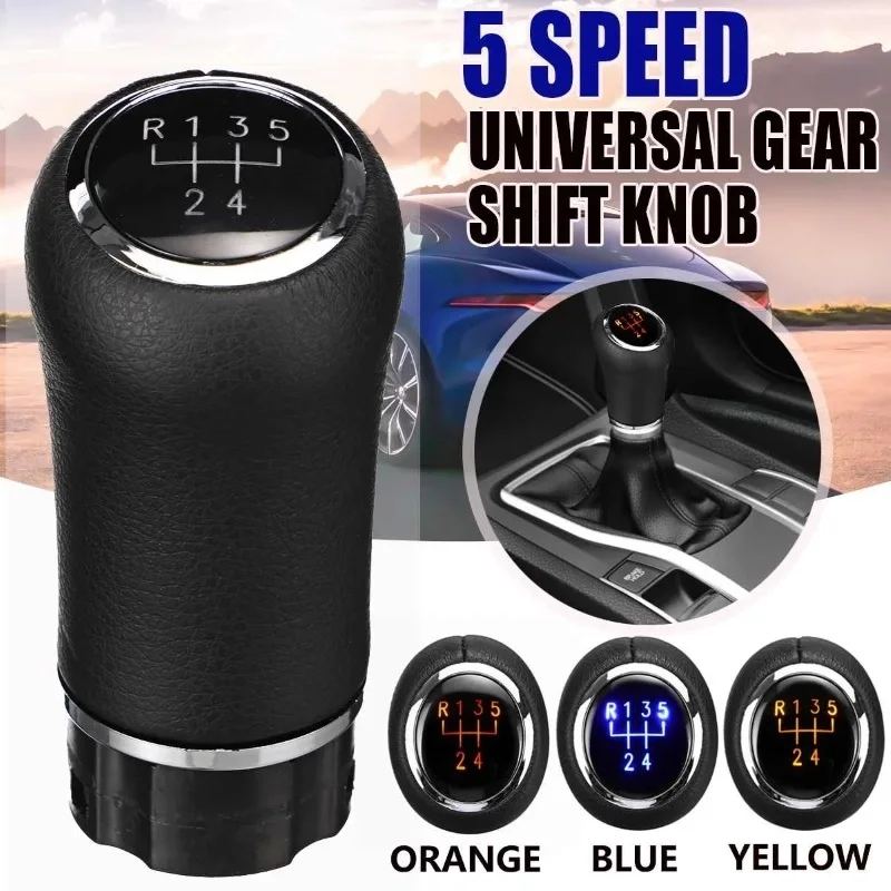 PU koža 5/6 rýchlostného gombíka Shift Shift s podsvietením LED pre BMW E60 E90 E91 E39 F30 E87 E46 E34 pre VW Golf 6 7 MK6 Universal