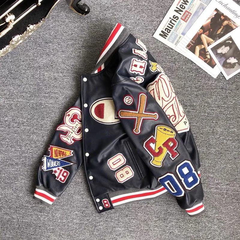 PU kožená baseballová bunda Ženy Harajuku y2k Fashion Moto Clothing Streetwear Single Breasted Embroideled Ec.