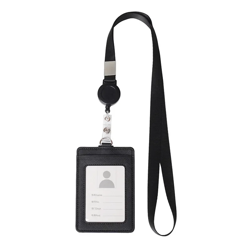 PU kožené identifikačné označovanie pracovné povolenie pre zamestnancov pre zamestnancov Pass pracovný kryt kryt Case Držiteľ rukávu s šnúrkou ID TAG STRAP