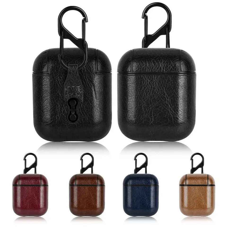 Pu kožené slúchadlá Puch odolný voči karabínu bezdrôtový kryt pre slúchadlá Soild Color Anti-Drop for Airpods 1/2 Gen