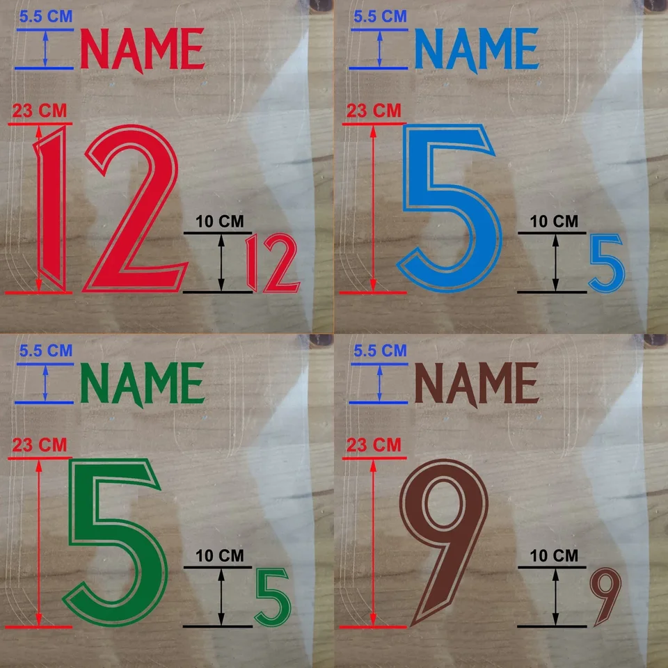 PU Material 2006 2017 DIY Prispôsobené retro športovci Nameset Number Tlač tepla prenos odznak 11# 13# 10# 20# Gold White Blue
