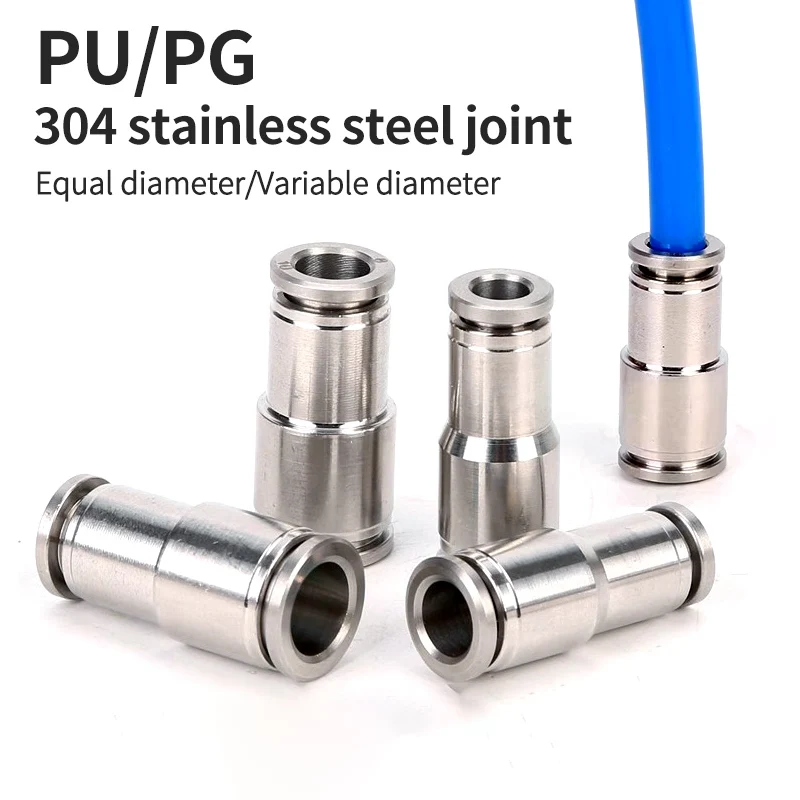 PU pneumatický rýchly konektor 304 Nerezová oceľ4 6 8 10 12 mm Straight Push do vzduchového kompresora Hadica Hadici Vysokotlakový konektor PG