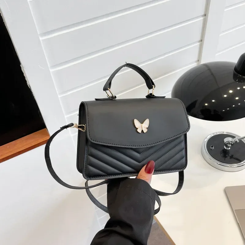 PU všestranný a módny prenosný malý štvorcový taška s jedným ramenom Crossbody Bag Luxusný dizajnér kabelka Bolsas de Mujer