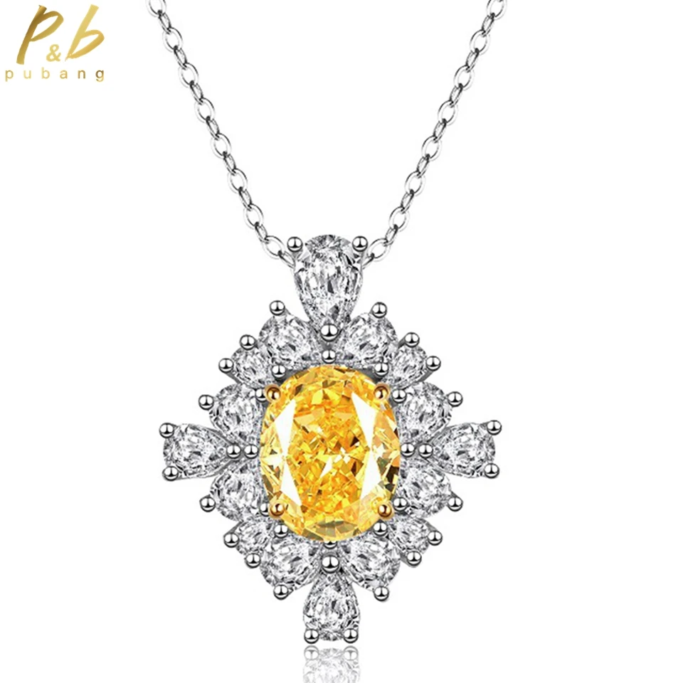 Pubang jemné šperky prívesok Náhrdelník 100% 925 Sterling Silver Yellow/Green. Moissanit pre ženy Darček Darček zdarma Doprava zdarma