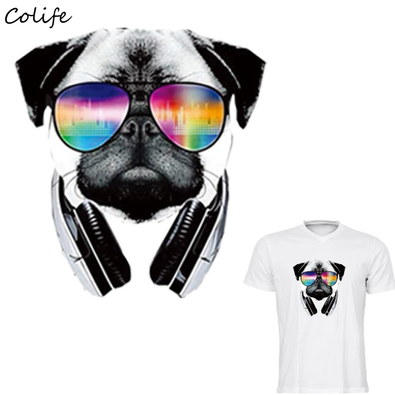 Pug Patch Patch Cool okuliare Easy tlač od domácnosti Irons A na úrovni umývateľné tričko DIY dekorácie Parches para la ropa