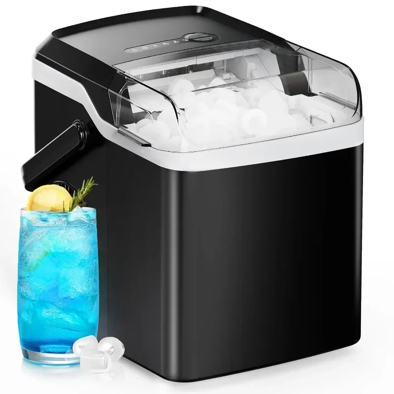 Pulttop Ice Maker - 9 kociek pripravených za 6 minút, 26 libier v 24 hodinách, prenosný ľadový stroj so samočistiactvom, pre dom/kuchyňu/párty/RV