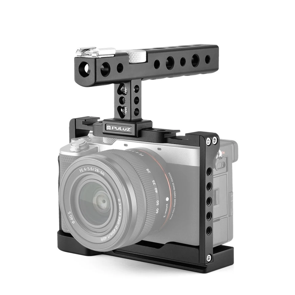 Puluz Videokamera klietka na klietku s klietkou s rukoväťou pre Sony Alpha 7c / ILCE-7C / A7C