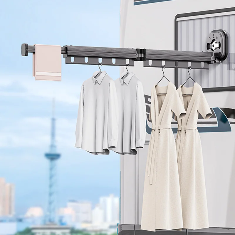 Punch Free Wall Mount Hander Hanger Zalubateľný prísavný šálka sušiaci stojan Hliníkový zrútený skladací sklápací koň na odevy oblečenia