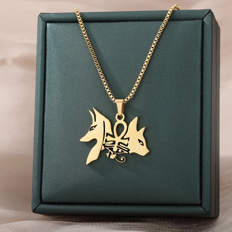 Punk Egypt Ankh krížový náhrdelník pre ženy z nehrdzavejúcej ocele Eye of Horus Horse náhrdelníky Vintage egyptské šperky darčeky pre dievčatá
