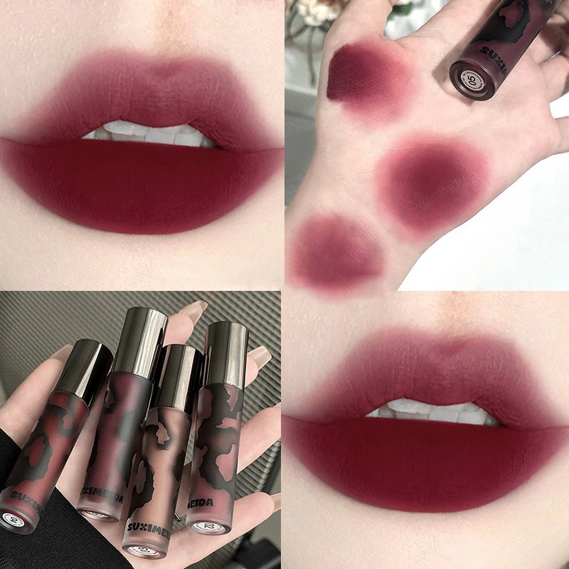 Punk údený pery lesk tmavo fialová matná zamatová tekutá rúž Lipstick nahé červené hnedé pery Tint bahen make -up kozmetika