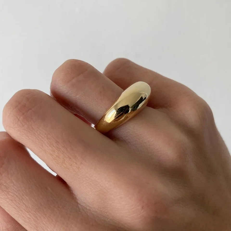 Punk štýl hip-hop Chunky Rings for Women Girls Trendy Geometric Circle Stack Zlatený prsteň Minimalistické večierky Svadobné šperky