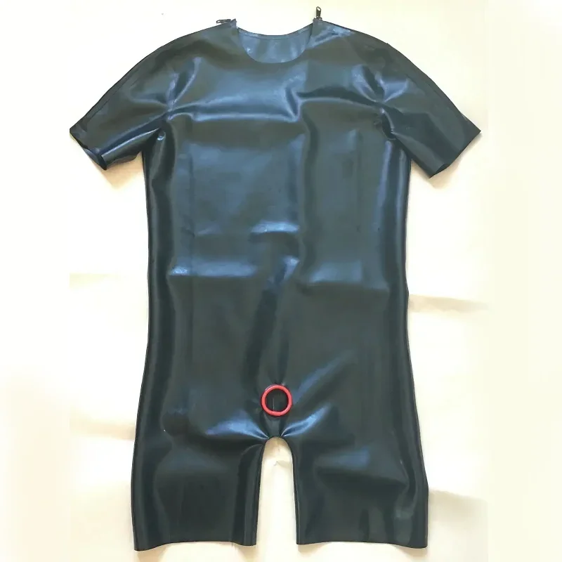 Pure Latex Gum Classic Black Fitness Catsuit Sportswear BodySuit Pánske kombinézy zips 0,4 mm
