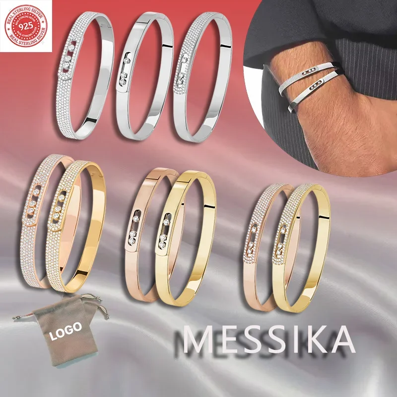 Pure Silver S925 Fashion Messik šperky jednoduchý trend francúzske kúzlo pohyb noa pár náramok