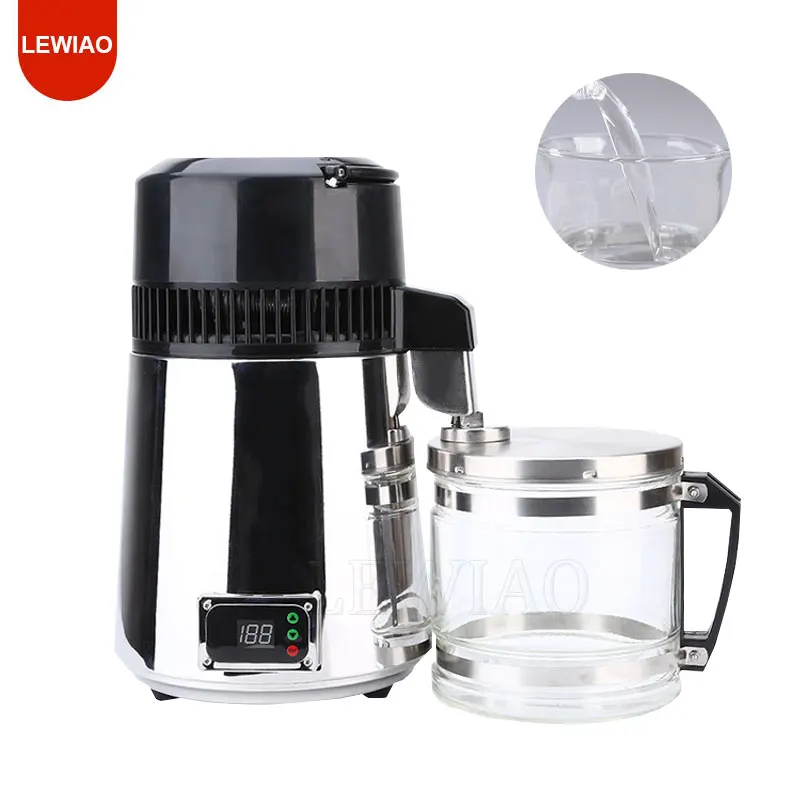 Pure Water Distiller 304 Nerezová oceľ Destilovaný vodný stroj Dispenzačný filter 4L Čistiteľ zubnej destilácie 110V/220V