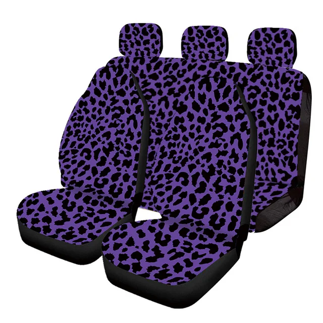 Purple Leopard Animal Print Autost Covers Plno Set pre automatické autá Sedan SUV automobilový interiérový doplnok pre VW