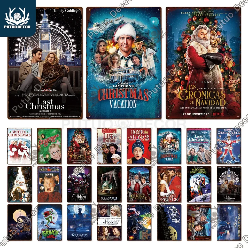 Putuo dekor vianočný film kovový plagát Vintage cínová značka 2022 Novoročné vianočné dekorácie ozdoby vianočné stromy darček Navidad