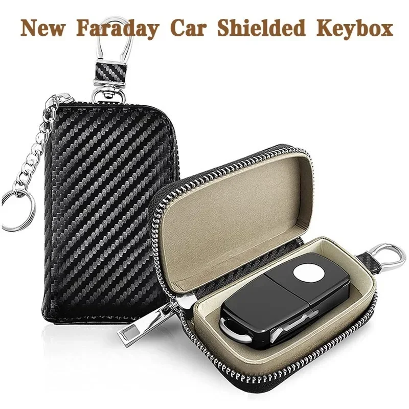 Puzdro na blokovanie signálu automobilu Faraday Box proti hackingu proti krádeži Key FOB RFID SIGLOCKING BAG BAG PU kožené puzdro blokátor