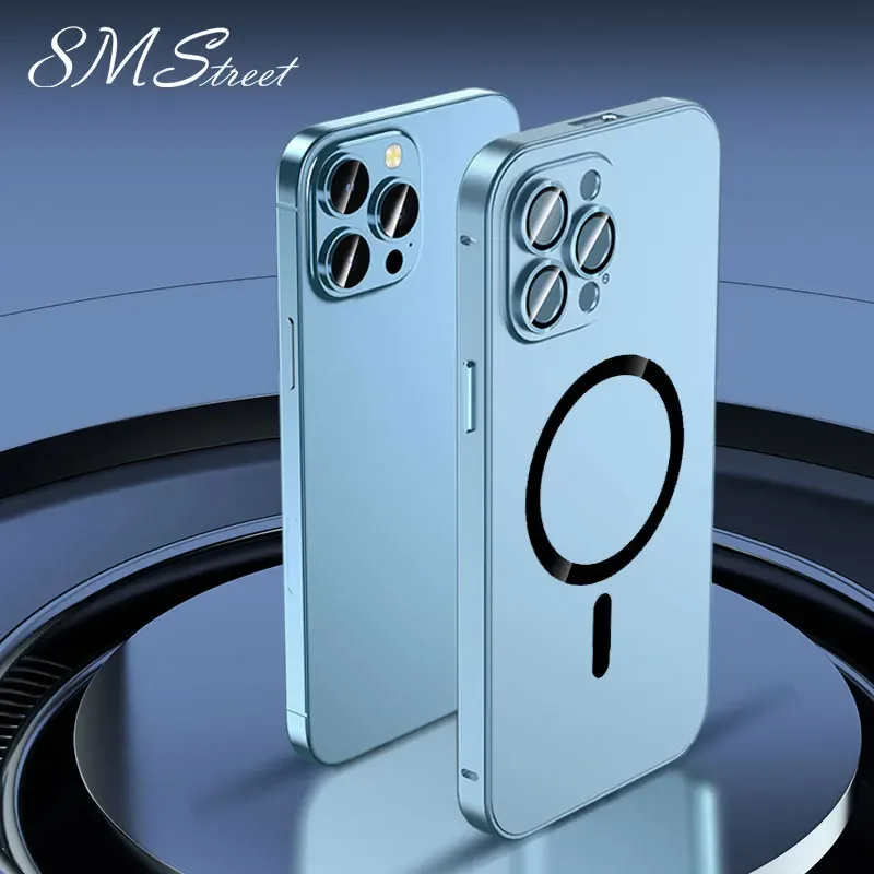 Puzdro na hliníkový telefón pre iPhone 12 13 14 15 Pro Max Plus originálny telefón farebný kovový škrupina Magnetický kryt pre iphon 14 15 Promax
