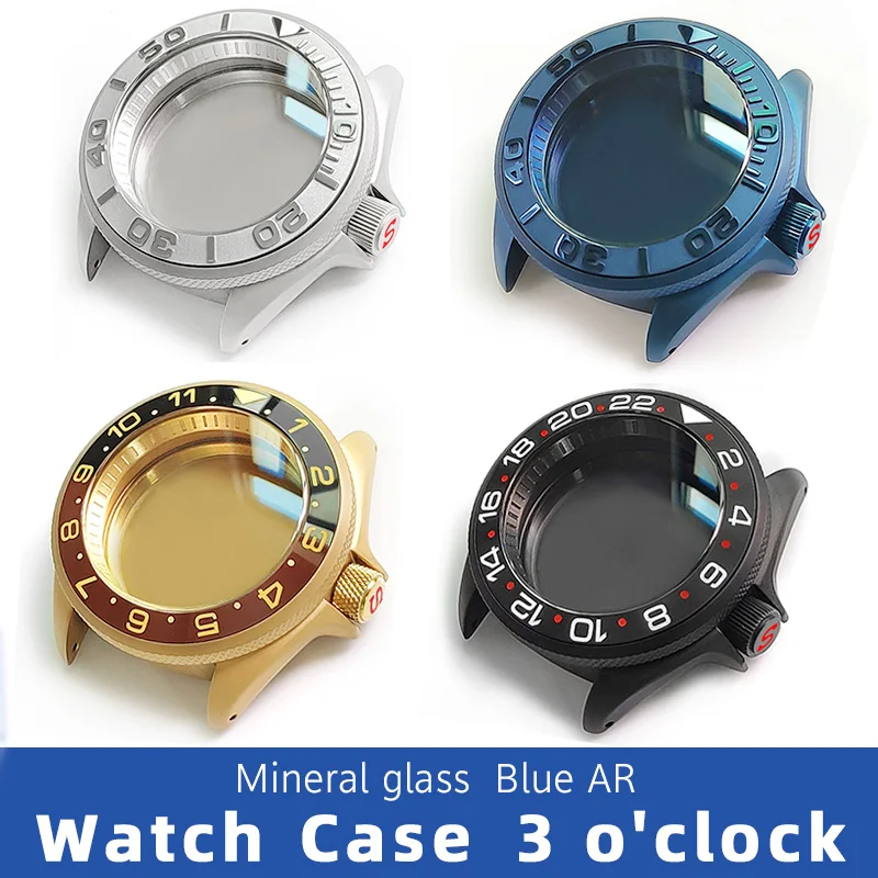 Puzdro na hodinky z nehrdzavejúcej ocele 42 mm keramický rám vložky Minerálne sklo pre Seiko SKX007 009 3 Koruna Poloha NH35 36 ČASŤ