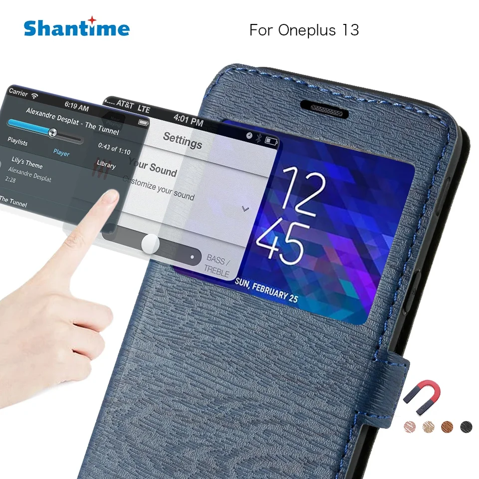 Puzdro na kožu pre telefón pre OnePlus 13 Flip puzdro pre OnePlus 13 Zobraziť okenné kníhku