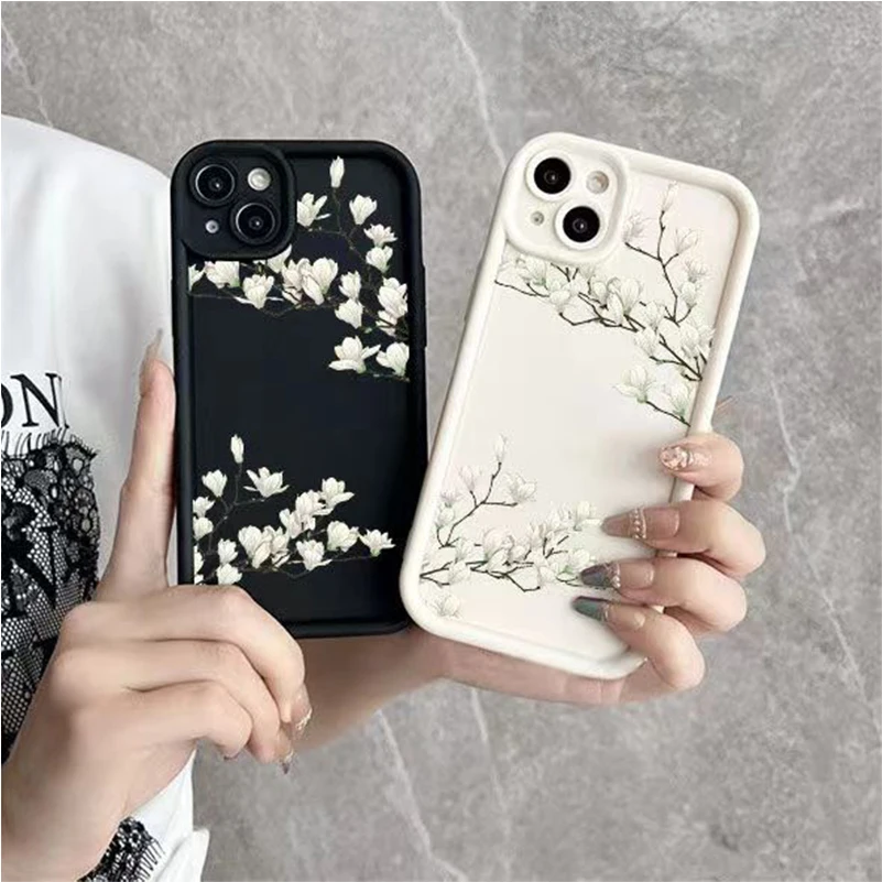 Puzdro na kvetinový telefón pre iPhone 14 15 13 12 11 Pro Max xs xr x 8 7 plus SE 2022 SOCKOPPRIPPRUD MEKTY SILIKONY MATTE OCP