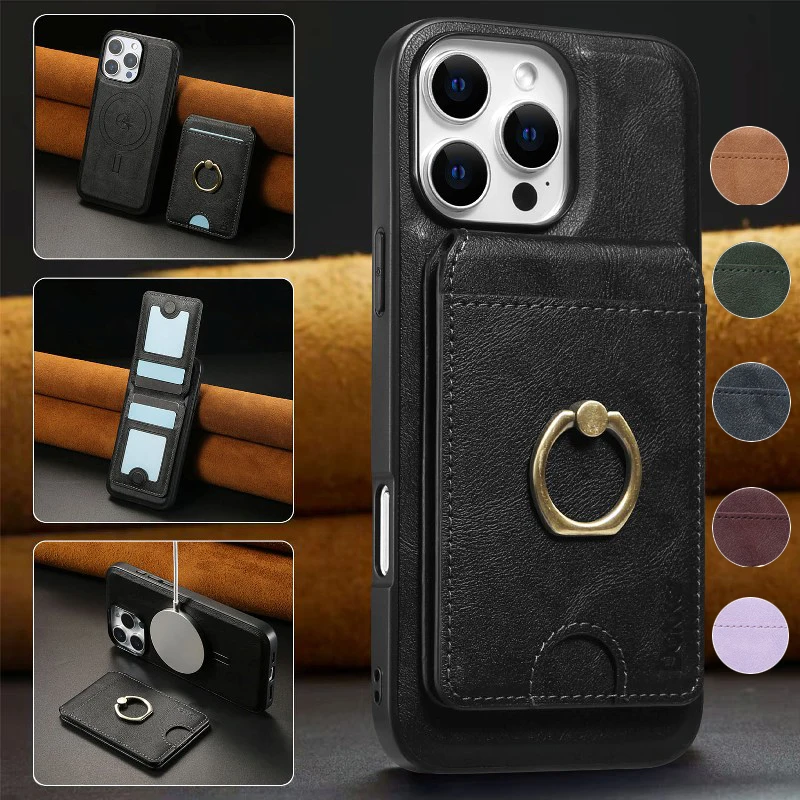 Puzdro na magnetický telefón pre iPhone 16 Pro Max 15 14 14 Plus 13 12 Pro s pevnou farebnou kožou odnímateľnú kryt