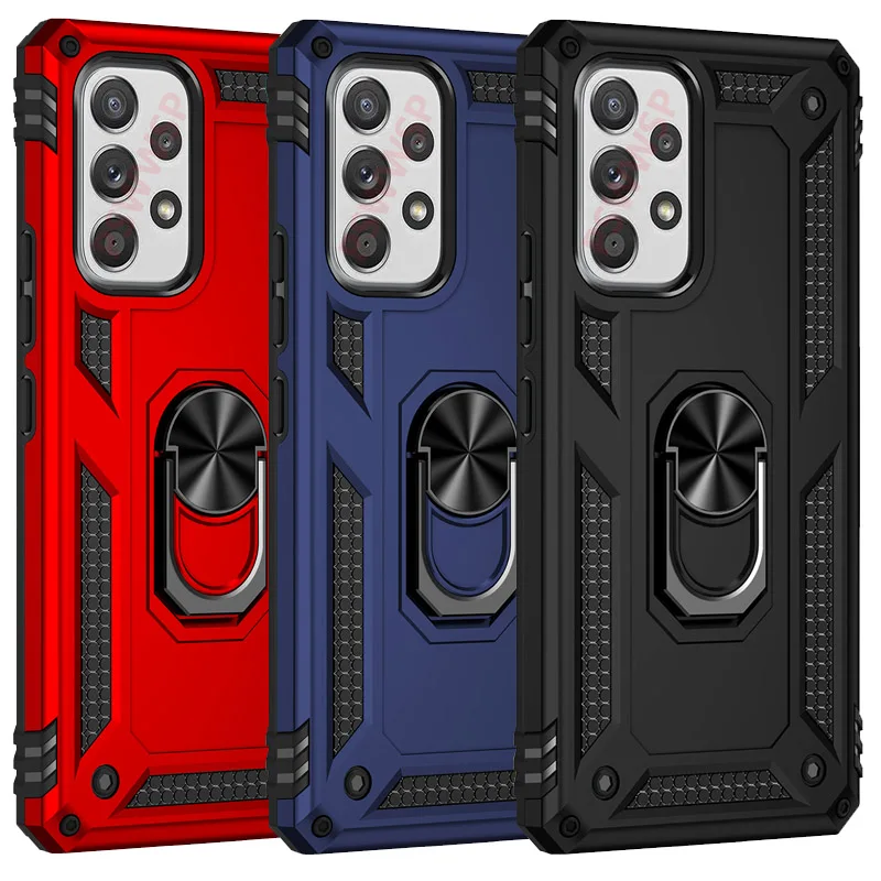 Puzdro na nárazový brnenie pre Samsung Galaxy A33 A53 A73 A52 A12 A13 A42 M23 M52 M21 A51 A50 A32 A21S A71 A22 A22 A41 Kovový kryt kovového krúžku